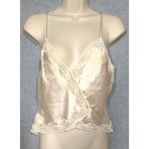 Vtg Blanche Ralph MONTENERO Camisole Top M Satin Lace Trim Romantic Charm Sexy